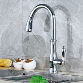 Juno Marina Pull-Out Kitchen Faucet Chrome Finish Single Handle with 220ml Soap Dispenser Kitchen Mixer Faucet
