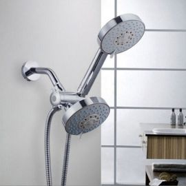 Modern Design Chrome Finish Dual LED Shower Head with 3 Way Diverter Shower Arm Wall Mount