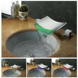 New Design Chrome Finish LED Bathroom Vessel Sink Faucet