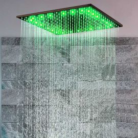 Oil-Rubbed Bronze Square LED Rain-Shower Head