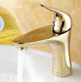 Rome New Design Gold Finish Bathroom Sink Faucet