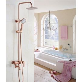 Round Luxury Gold 8 Inches Bathroom Shower with Handheld Shower