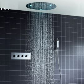 Details about   Rainfall Shower Head Temperature Controlled Color-Changing LED Light Bathroom 