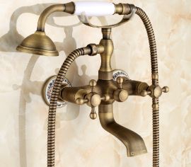 Solid Brass Antique Design Claw Foot Wall Mount Bathtub Faucet