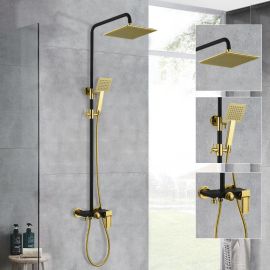 Solid Brass Luxurious Exposed Gold Bathroom Shower Set
