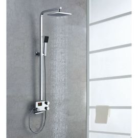 Digital Display Brass Body Rain Shower Head With Handheld Shower