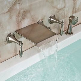 New Waterfall Brushed Nickel Tub Faucet