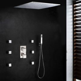 Ultra Thin 20 Inches LED Rain Shower with 6 Massage Jet