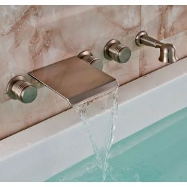Wall Mount Bath-tub Waterfall Faucet with Handheld Shower