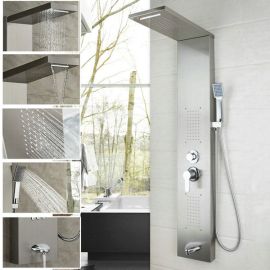 Wall Mounted Steel Shower Panel With Massage System & Spout 1