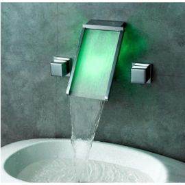 Wall Mount Bathroom Sink Faucet With LED Glass
