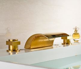 Gold Finish Bath-Tub Waterfall Faucet