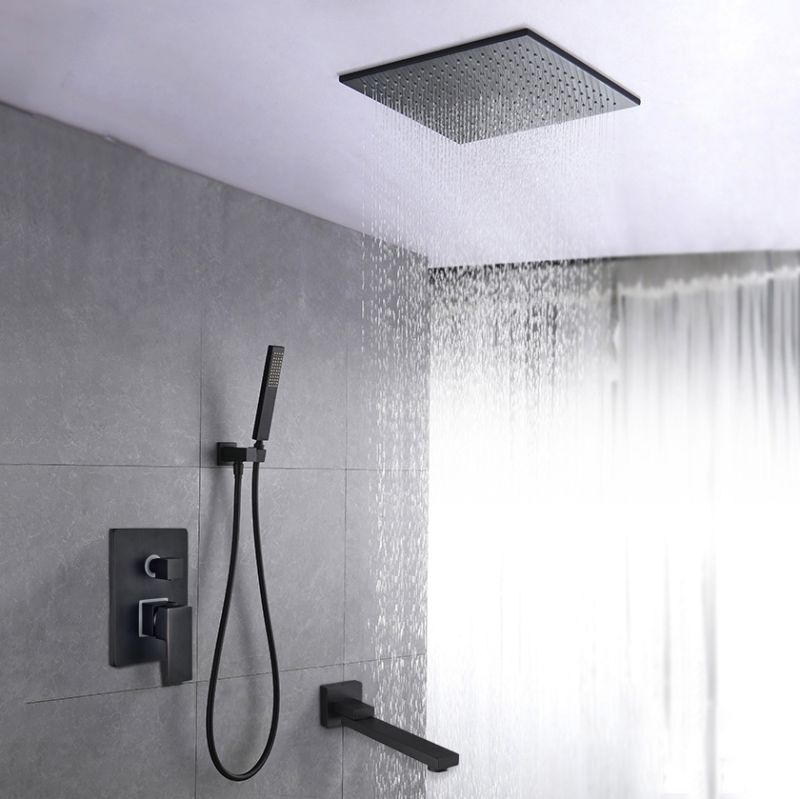 Juno Black Square 16 Inches Water Rainfall Shower Head with Mixer