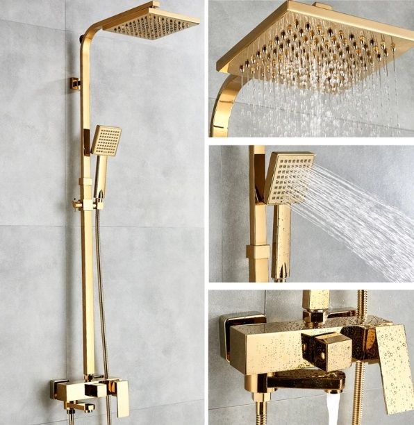 Juno Wall Mount Single Handle Gold Bathroom Shower with Hand-Held Shower JS2188