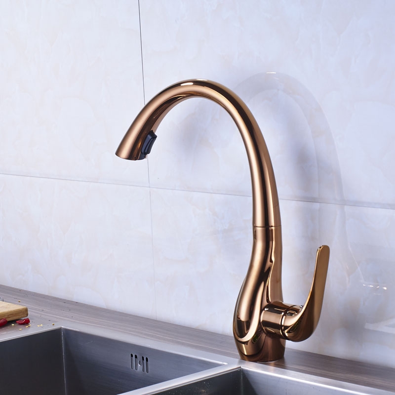 Deck Mounted Blackened Pull Out Kitchen Sink Faucet