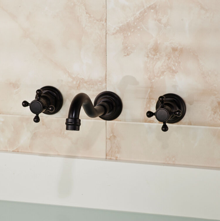Double Handles Bath-tub Mixer Taps Oil-rubbed-Bronze