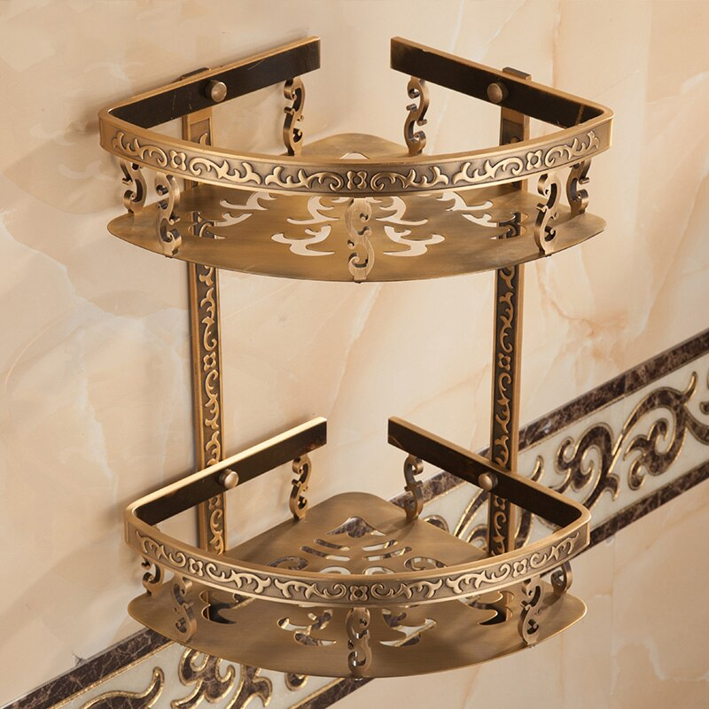 Juno Bathroom Floating Shelves Antique Brushed Bronze Wall Double Shelves