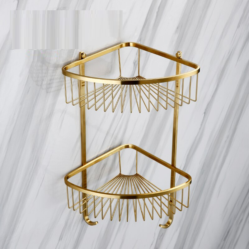 Juno Built in Bathroom Shelves Brushed Bronze Multipurpose Wall Double Shelves