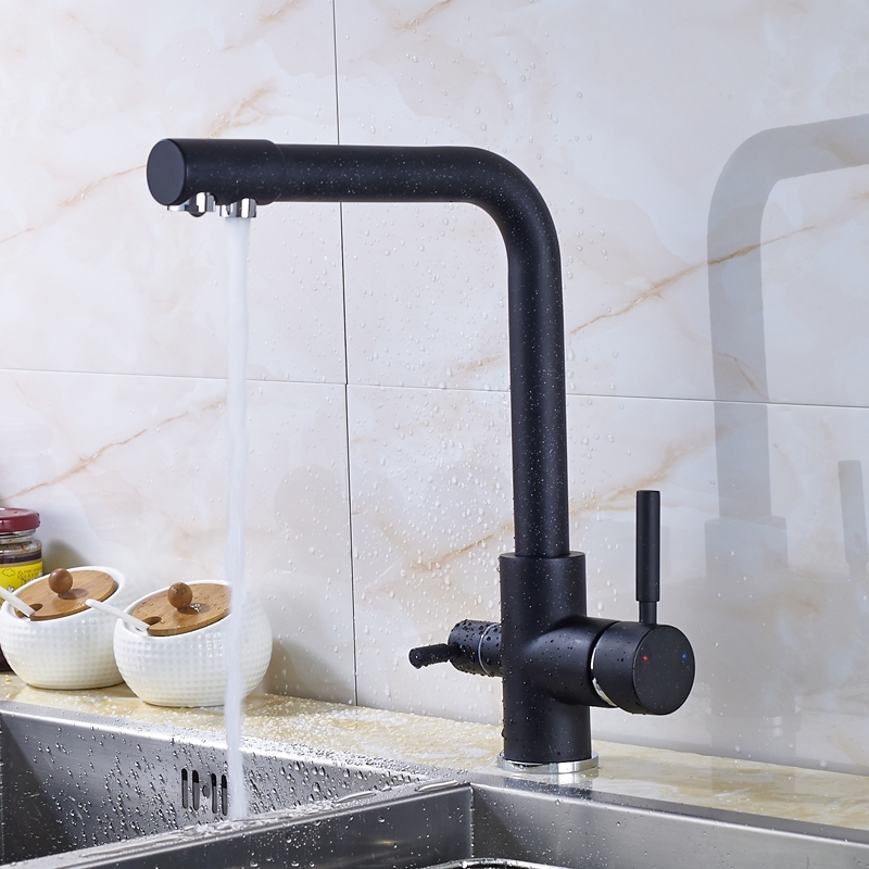 Dual Handle 360 Degree Rotation Purification Kitchen Sink Faucet