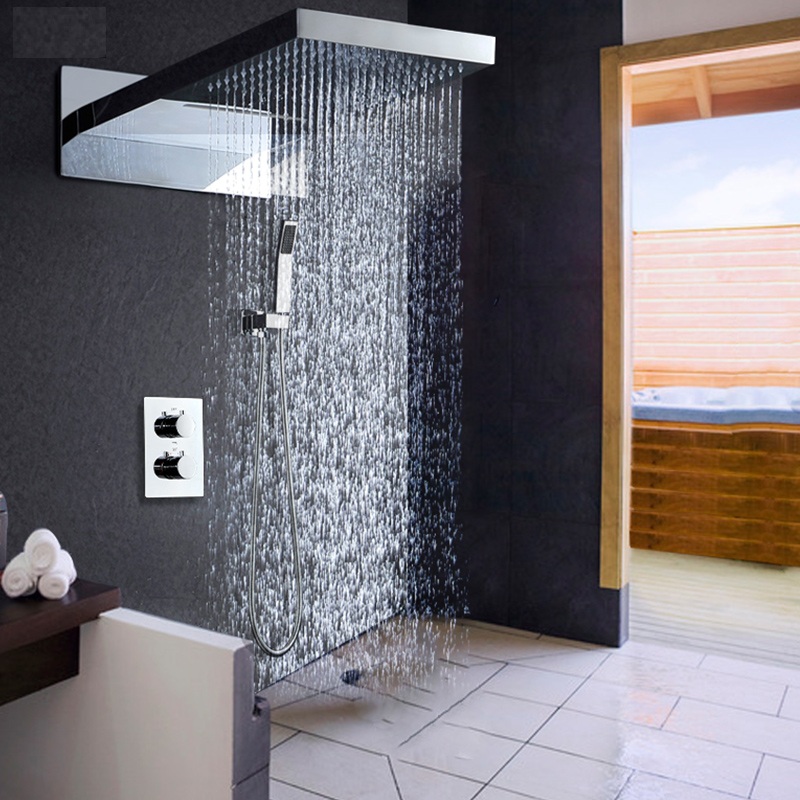 Florence 22" Shower set with Rainfall / Waterfall Shower head And Thermostatic Mixer
