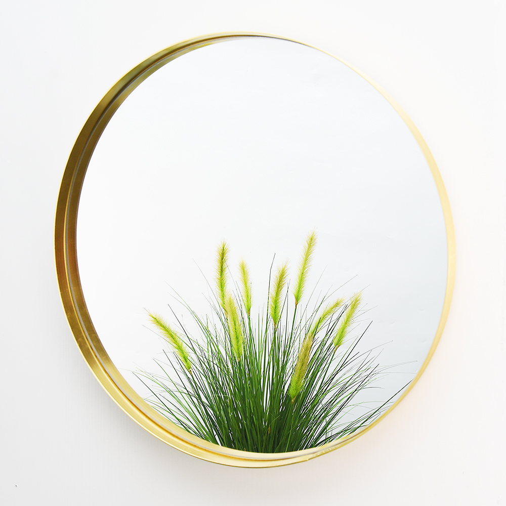 Juno Beautiful Round Stainless Steel Gold Frame wall Mount Bathroom Mirror