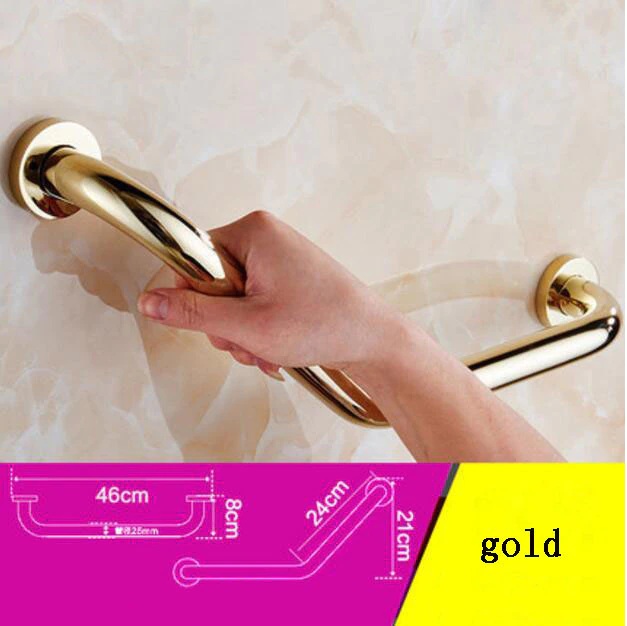 Juno Luxury Safety Bar Armrest Polished Brass Bathroom Handrail Without Soap Dish
