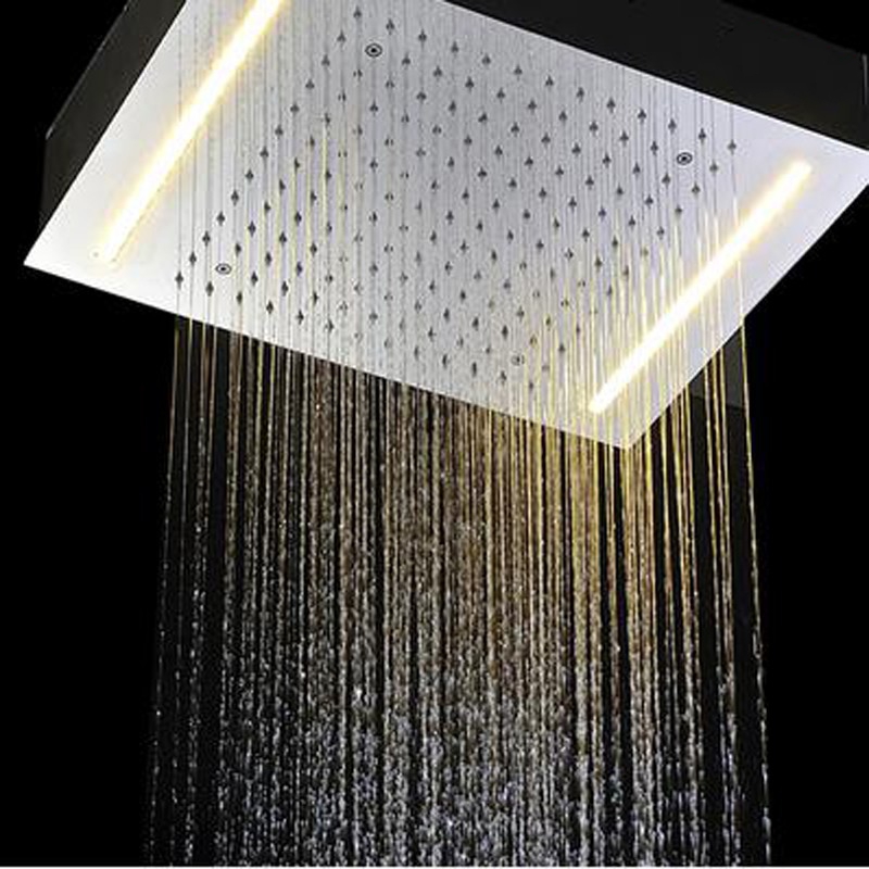 Ceiling Mounted Electric LED Chrome Rainfall Bathroom Shower