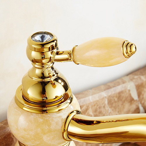 Houston Deck Mount Single Handle Single Hole Gold Bathroom Basin Faucet