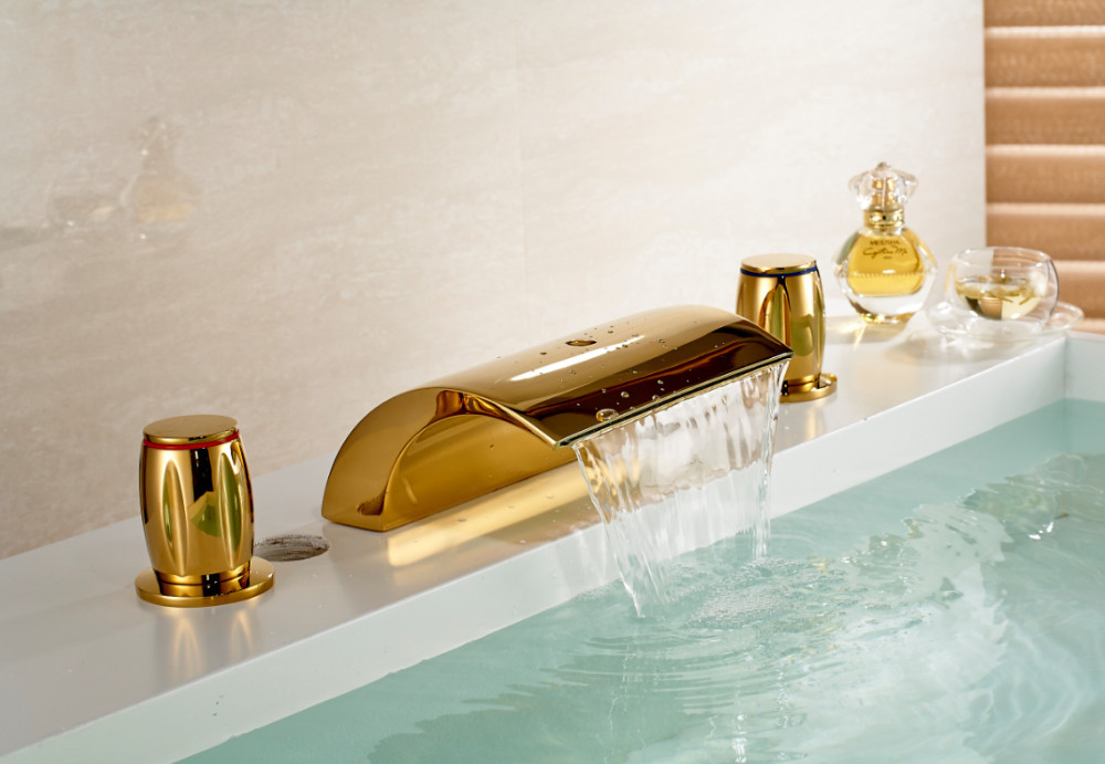 Buenos Gold polished Bathroom Sink Faucet And Mixer Tap for Bathtub