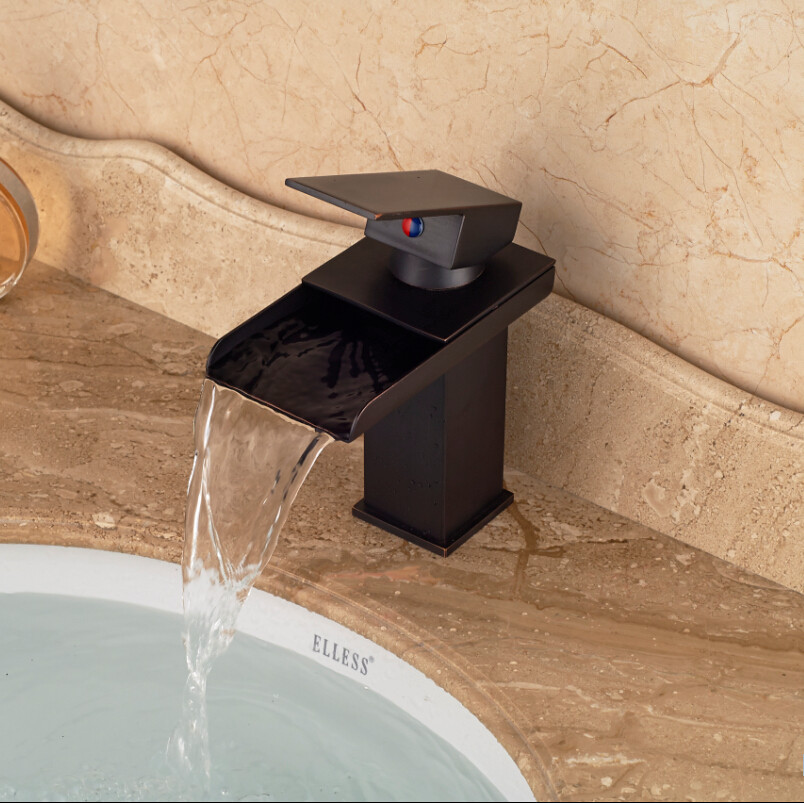 Mendoza Deck Mount Waterfall Bathroom Sink Faucet Mixer Brass Square Mixer Faucets In Oil Rubbed Bronze