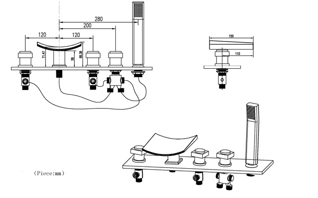 Waterfall LED Bathtub  Faucet Specifications