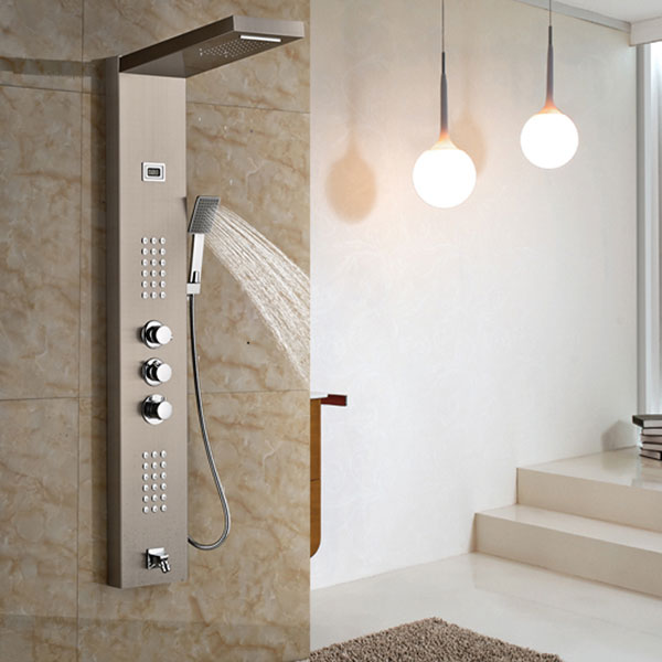 Juno Brushed Nickel Stainless Steel Contemporary Bath Shower Faucets Juno Brushed Nickel Stainless Steel Contemporary Bath Shower Faucets