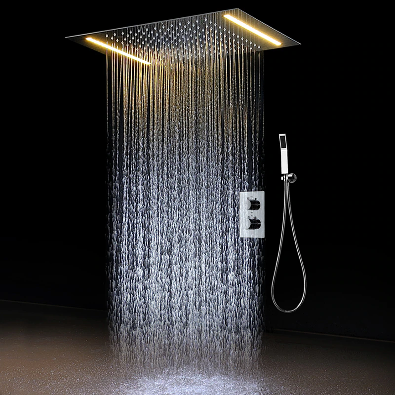 Juno Ceiling Mount Electric LED Chrome Rainfall Bathroom Shower