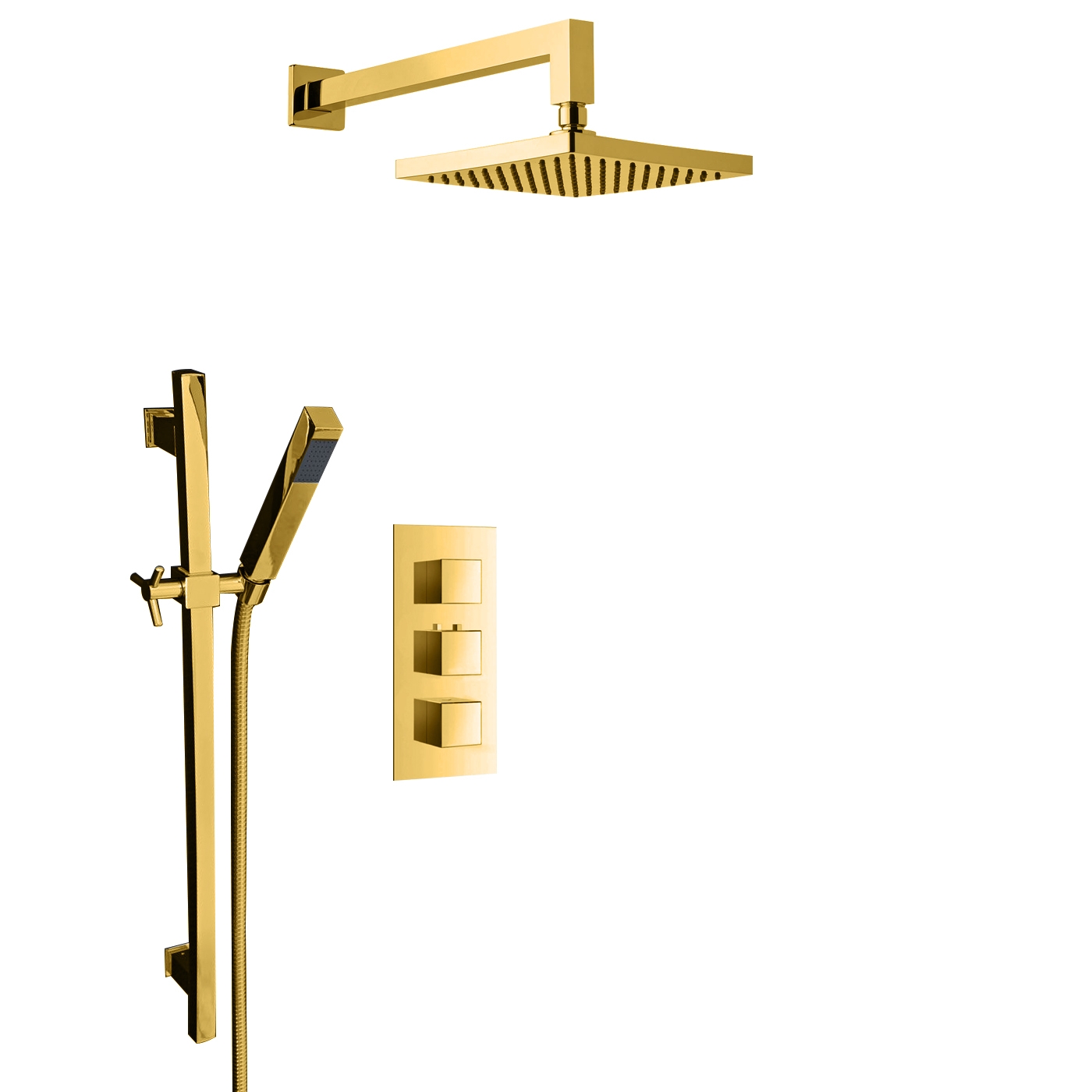 Juno Gold Plated Wall Mount Shower Head Set