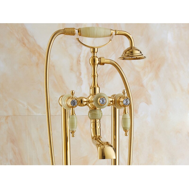 Juno New Free Standing Bathtub Spout Faucet and Rotatable Hand Shower Set