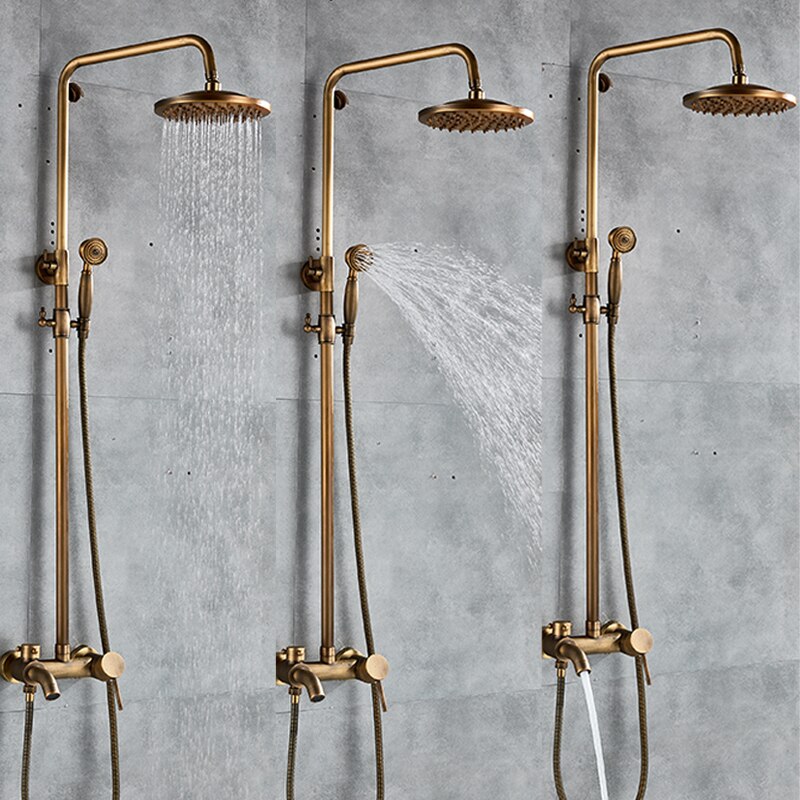 Juno Modern Solid Brass Hand Held Shower Head With Brass Shower Faucet Bathtub Shower Set 