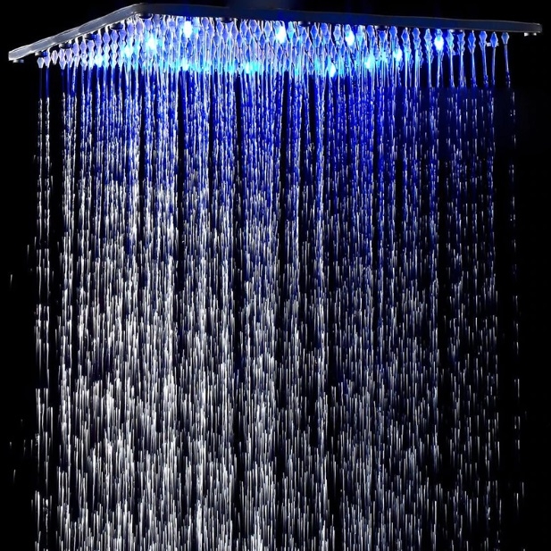 Juno Square 24" Chrome Huge Color Changing Bath Shower Head