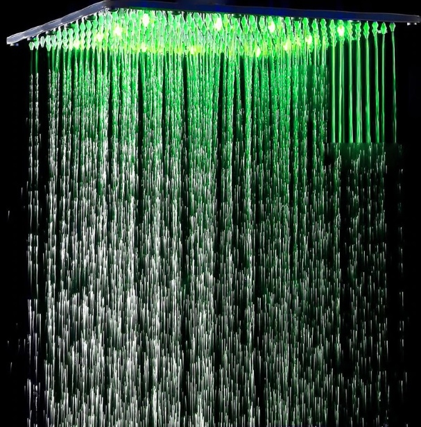 Juno Square 24" Chrome Huge Color Changing Bath Shower Head