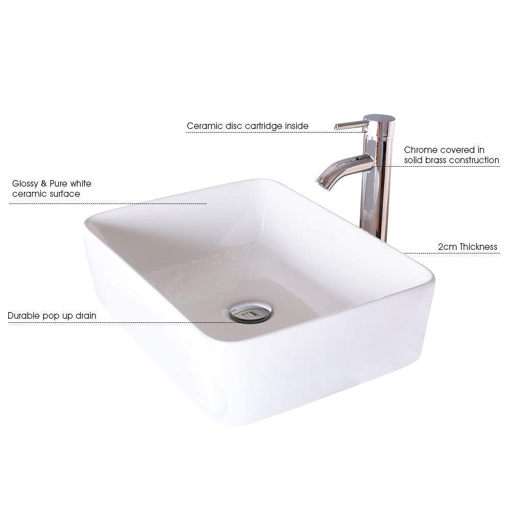 Juno White Rectangular Vanity Set