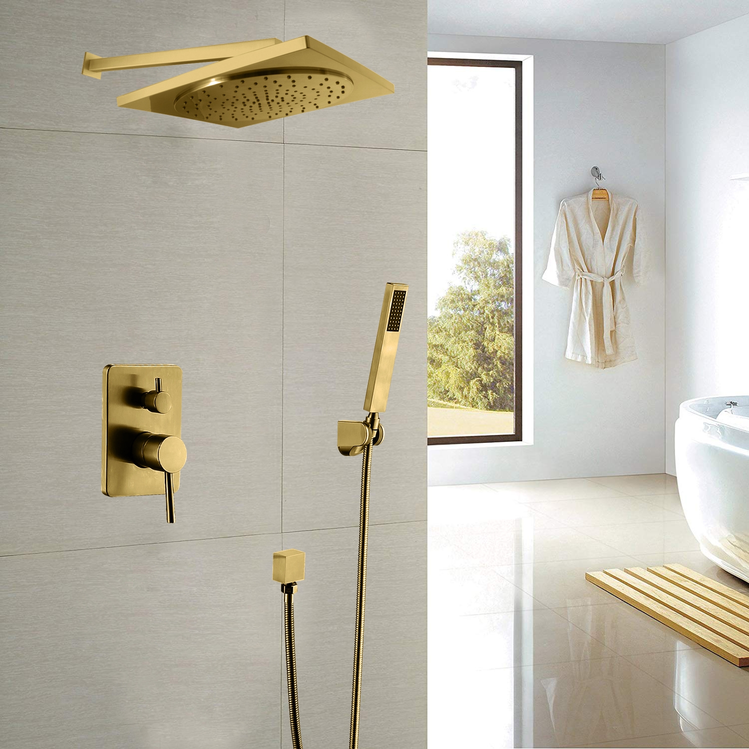 Juno Wall Mount Gold Shower Head