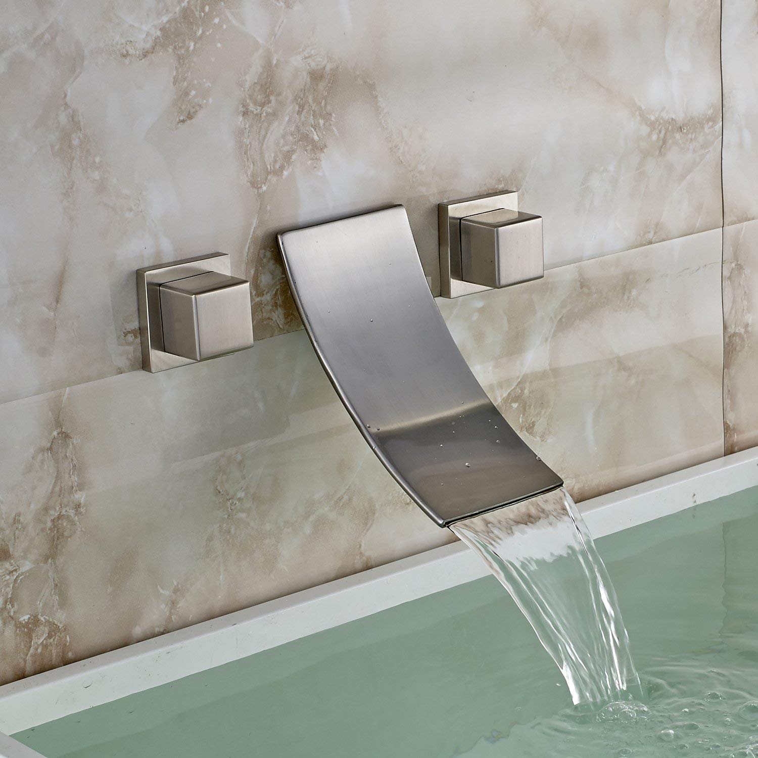 Kayla Widespread Bathtub Waterfall Faucet Brushed Nickel