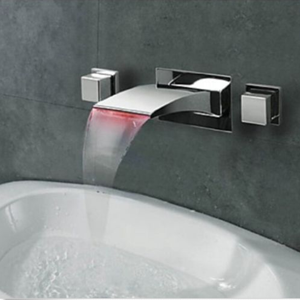 Lucca LED Waterfall Bathroom Sink Faucet 