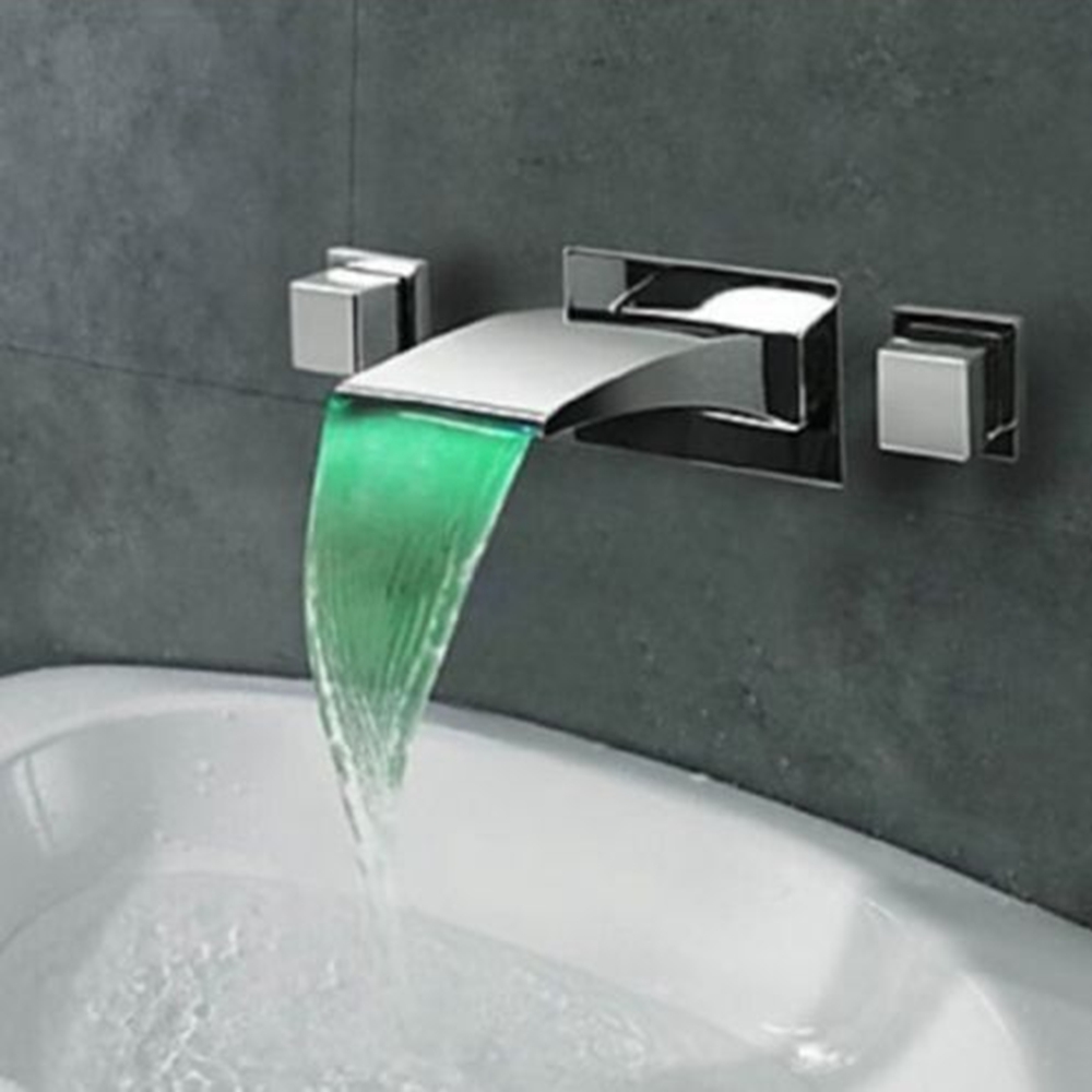 Lucca LED Waterfall Bathroom Sink Faucet Tub Mixer Tap