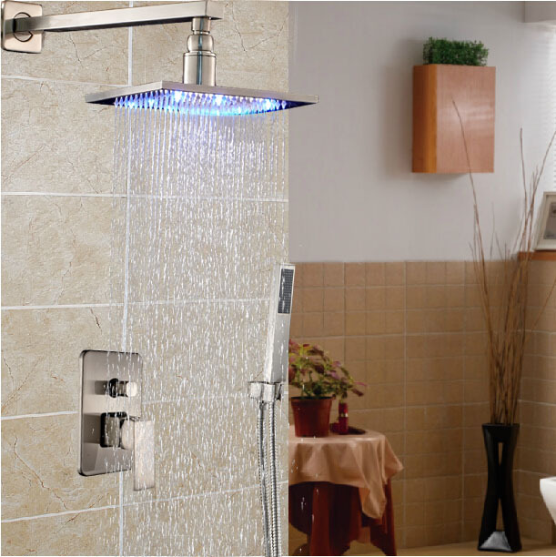 Bathroom Chrome Shower Faucet Set Wall Mount Mixer Rainfall 12" Shower Head Tap 
