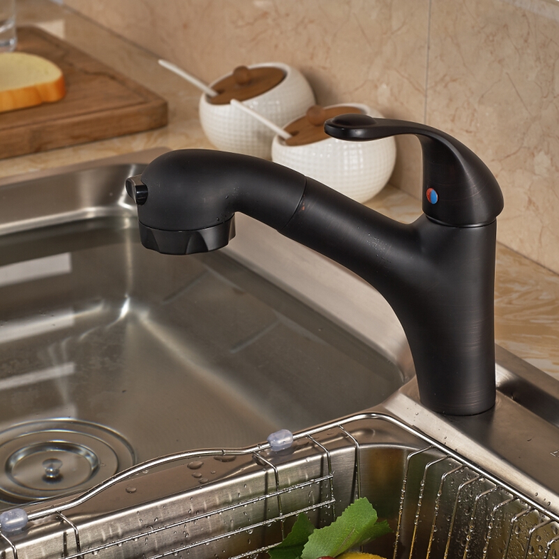 Luxury Pull Out Sprayer Deck Kitchen Sink Faucet