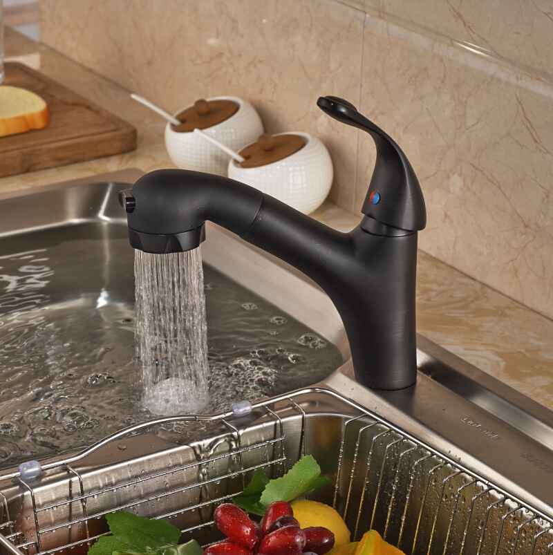 Luxury Pull Out Sprayer Deck Kitchen Sink Faucet