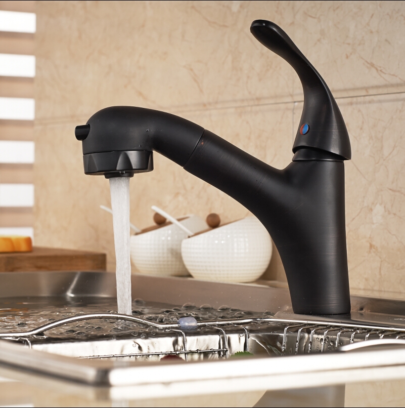 Luxury Pull Out Sprayer Deck Kitchen Sink Faucet