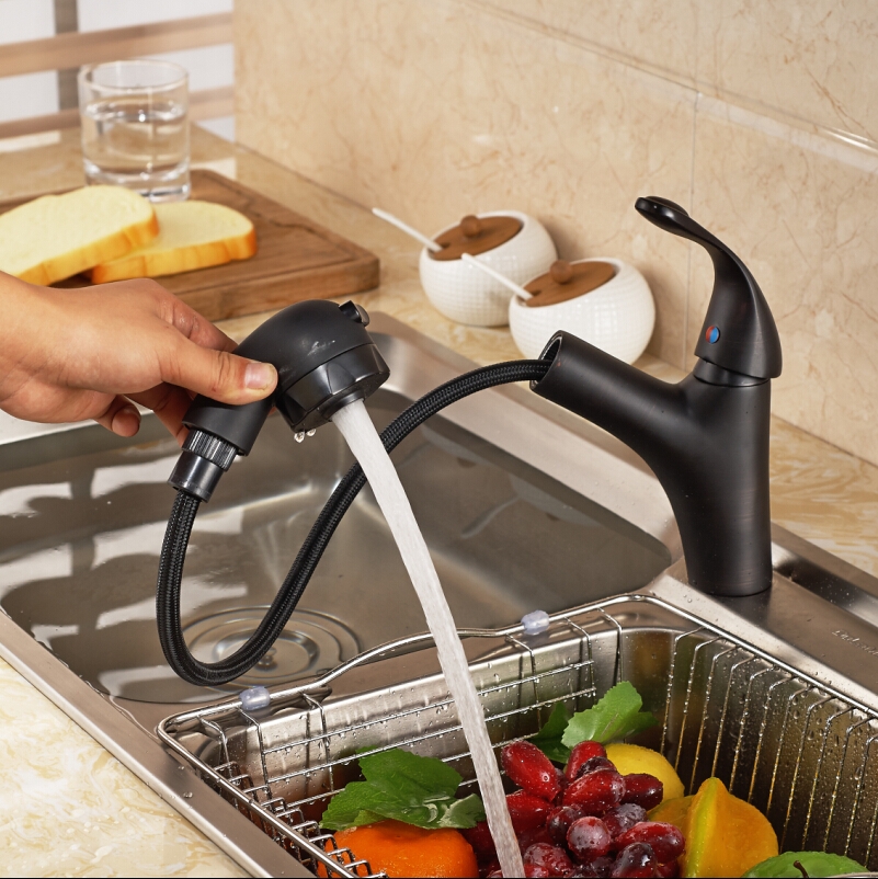 Luxury Pull Out Sprayer Deck Kitchen Sink Faucet