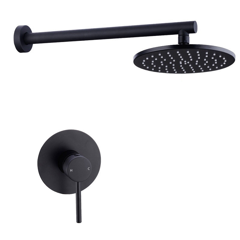 Luxury Round Black Wall Install Bathroom Shower