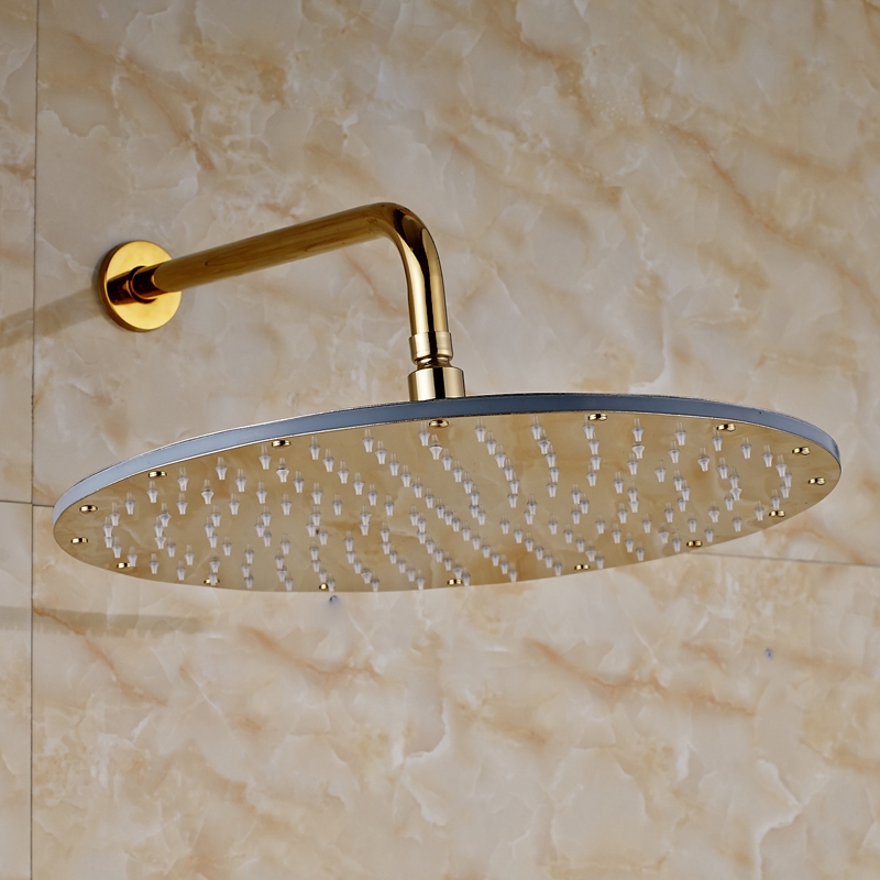 Luxury Round Gold Finish Wall Mounted LED Shower Head